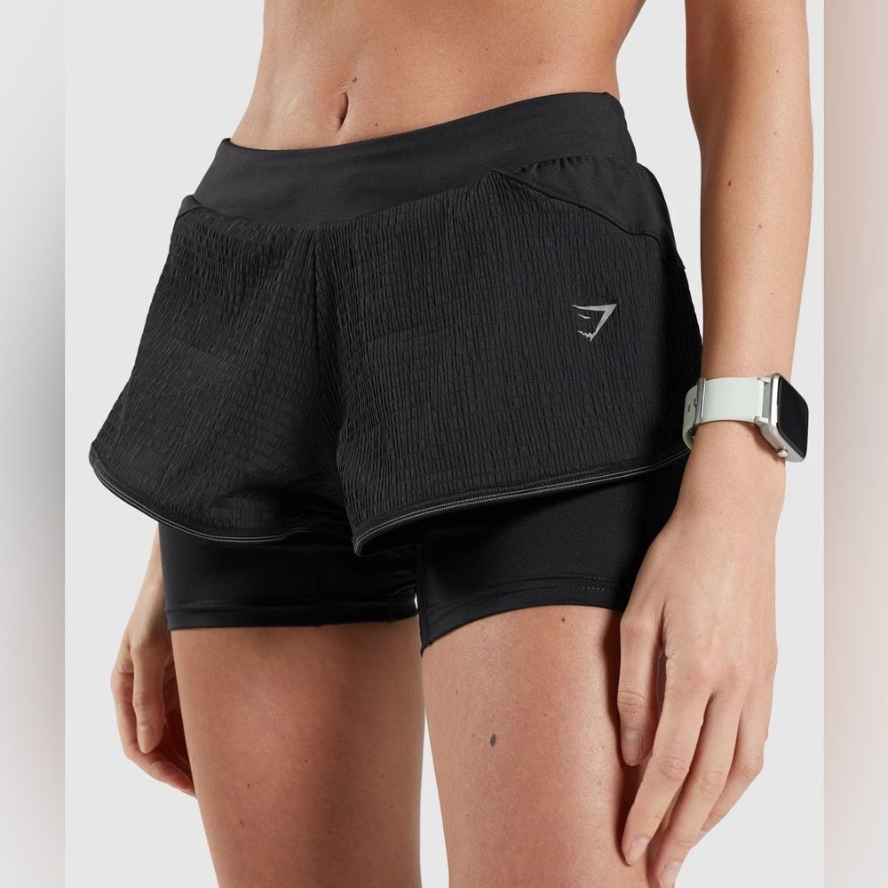 Gymshark Black Speed 2 In 1 Lined Running Activewear Short